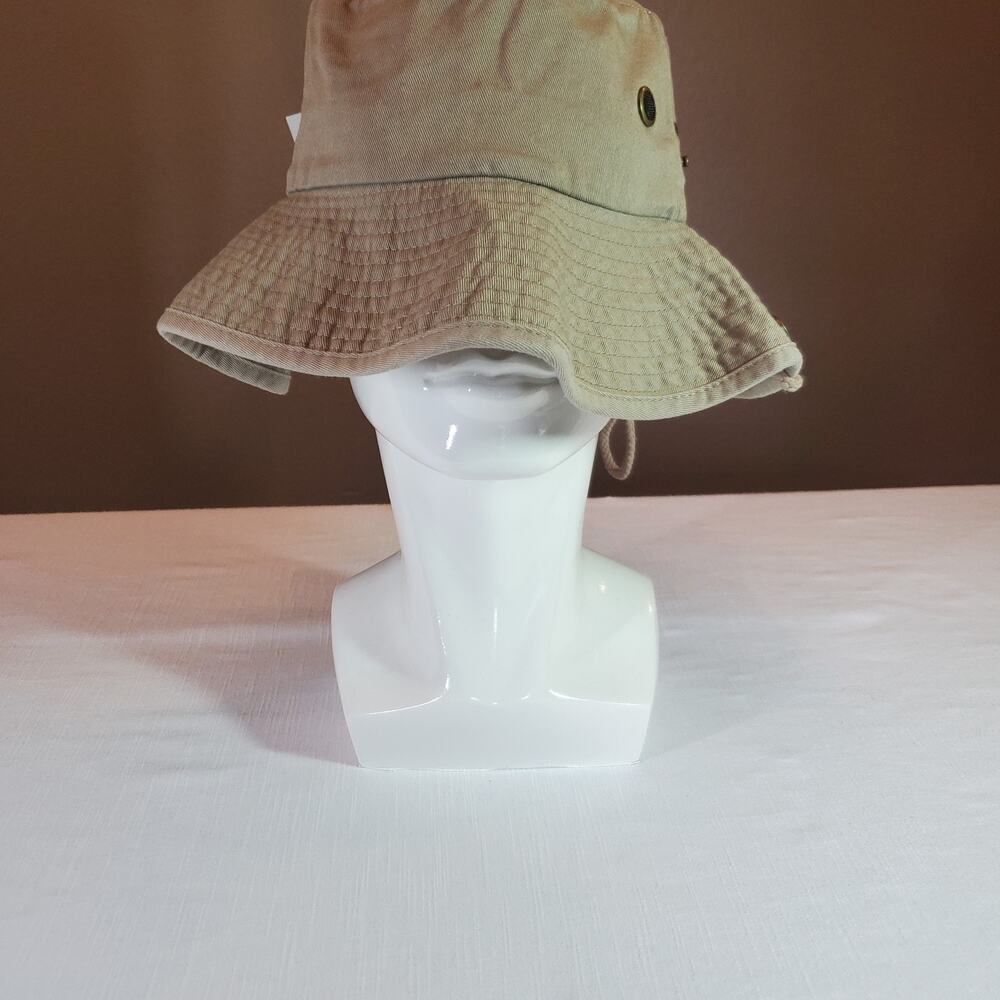 The Hat Depot Womens S/M Safari Bucket Hat Beige Tan Cotton Sun Fishing Cap